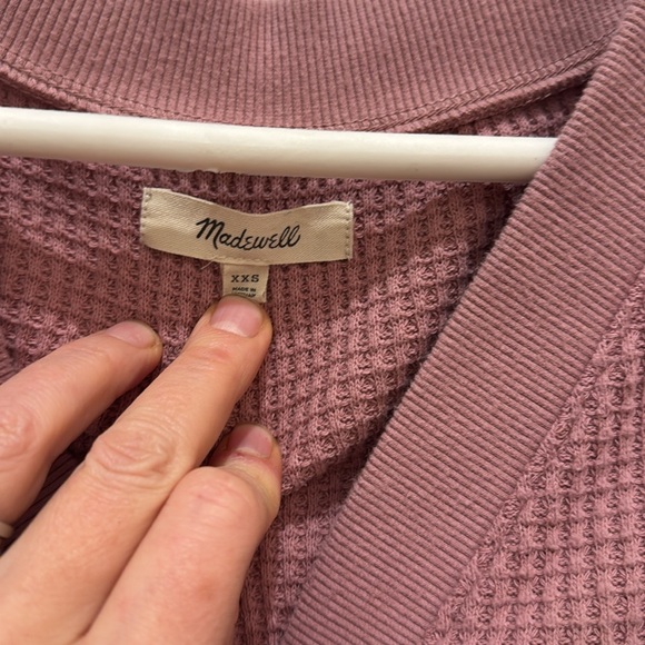 Madewell women’s XXS Pink Brushed Waffle v-neck long sleeve shirt - Picture 5 of 9